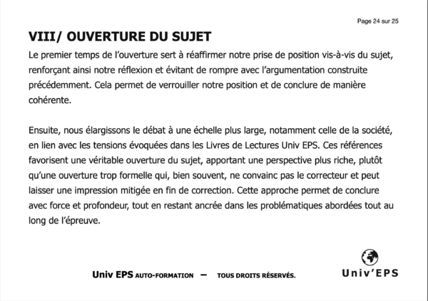 Extrait n°1 des sujets corrigés CAPEPS EXTERNE 2023 & 2024 - E2